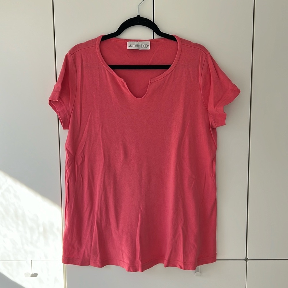 Motherhood Maternity 100% Cotton Coral/Pink T-Shirt Size Medium